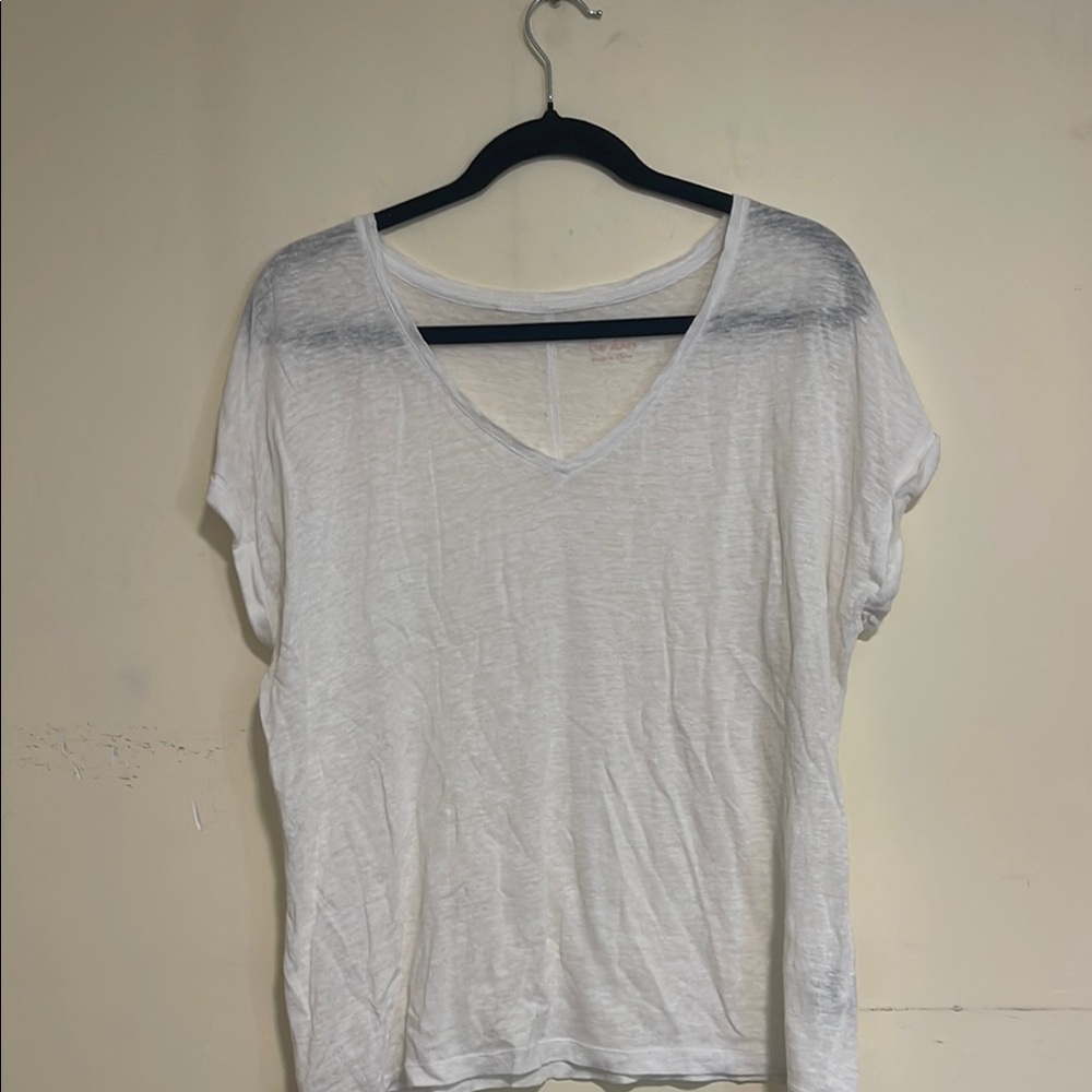 Sheer White V-Neck Women's Top